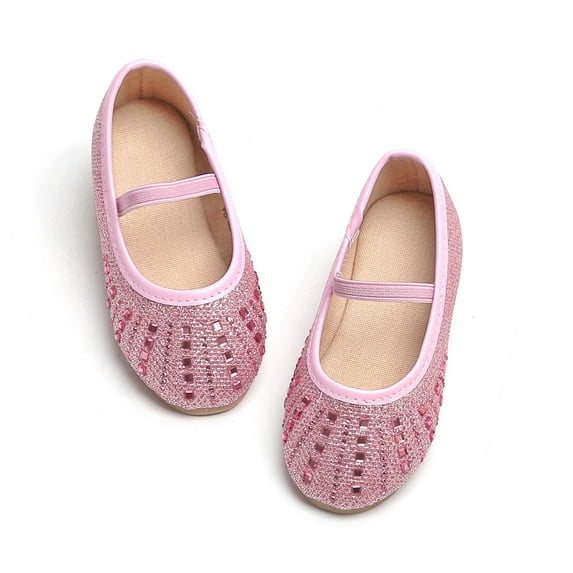 Girls Ballet Mary Jane Flats Toddler Kids Flower Girls Party Dress Shoes(AH22 Pink/8M)