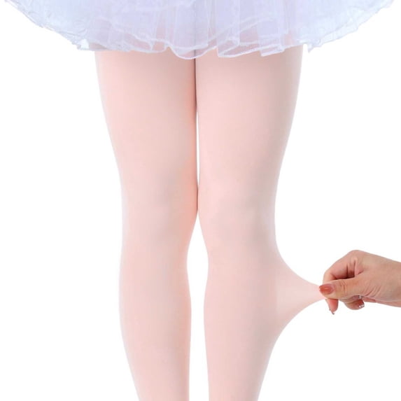 Girls' Ballet Tights Open Toe Dance Hosiery for Kids Ballet Studio Practice 1-14 Years White 5-8 Years
