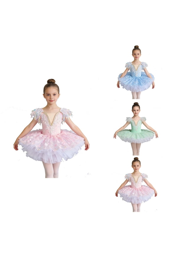 Girls Ballet Tutu Dance Dress for Stage Performances with Flowy Skirt and Bodice, Kids Ballerina with Skirted Leotard and Princess Style, Ideal for Swan Lake and Dance Recitals