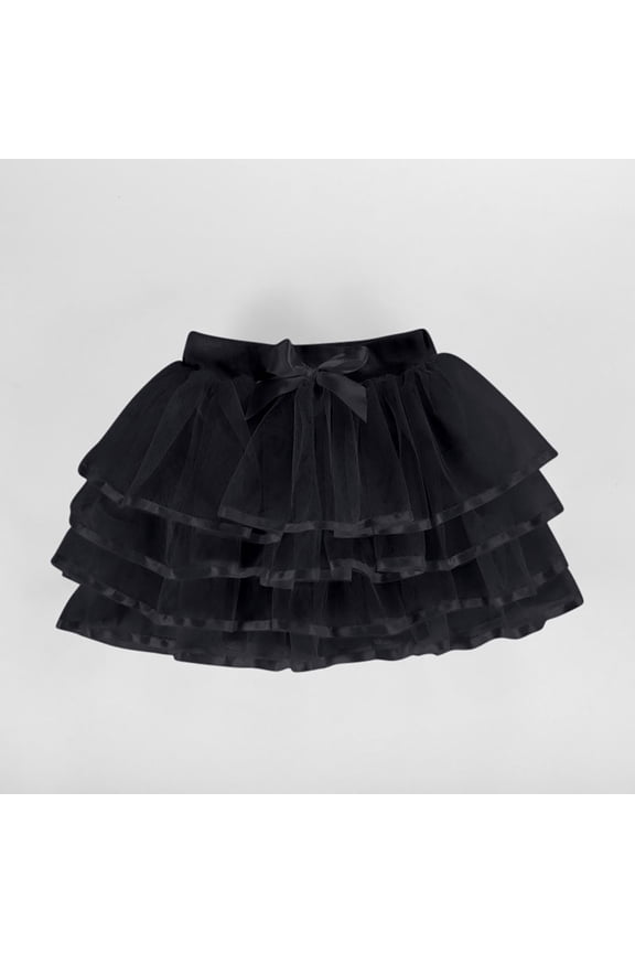 Girls Ballet Tutu Skirt 3-Layer Tulle Fluffy Party Dress Up Skirt for Kids Kids, Black,Size 2-3T