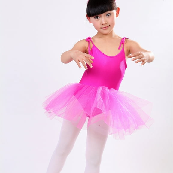 Girls Ballet Tutu Skirted Dance Leotards Spaghetti Straps Ballerina Dress for Girls Toddler Dance Performance, 3-12 Years