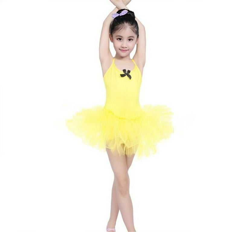 DPOIS Kids Girls Criss Cross Strap Tutu Dress Sequins Ballet Leotard White  7-8 