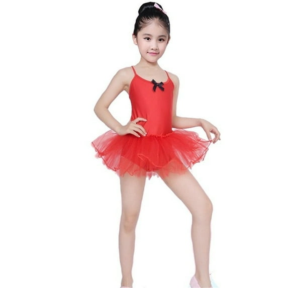 Girls Ballet Tutu Skirted Leotards Cross Straps Camisole Dance Dress Ballerina Outfit for Girls Toddler Dance Performance, 3-12 Years