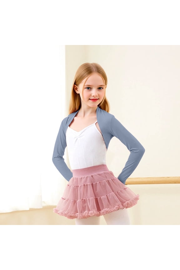 Girls Ballet Wrap Cardigan for Girls Lightweight Practice Capelet Coat for Dancewear and Performance Use across Spring to Winter, 2-3 Years, Light Blue