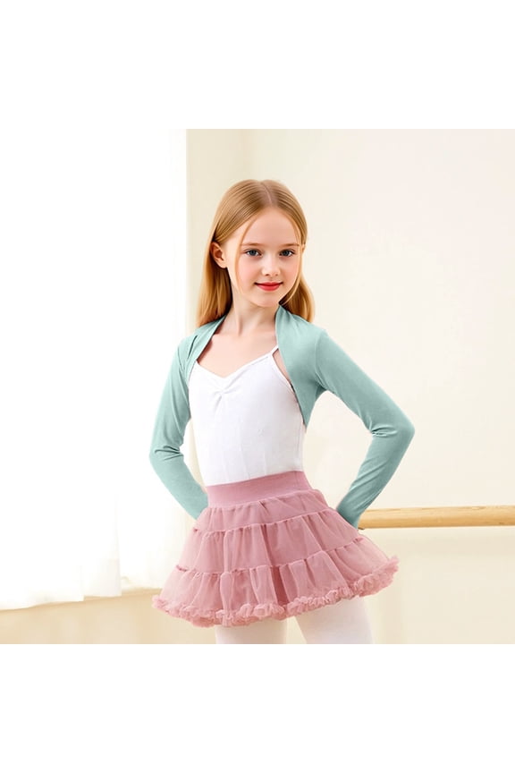 Girls Ballet Wrap Cardigan for Girls Lightweight Practice Capelet Coat for Dancewear and Performance Use across Spring to Winter, 10-11 Years, Green