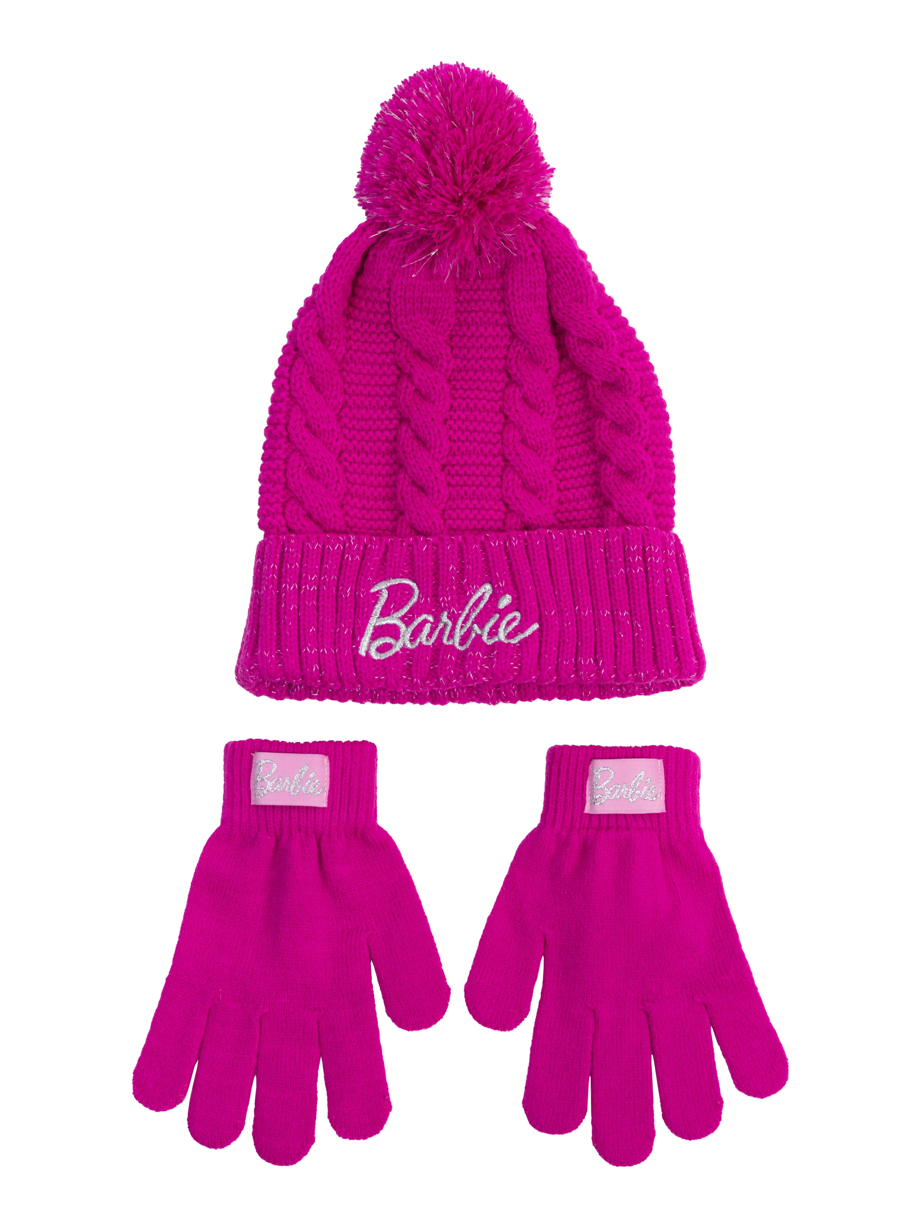 Girls Barbie Beanie Hat and Gloves, 2-Piece Set, OSFM