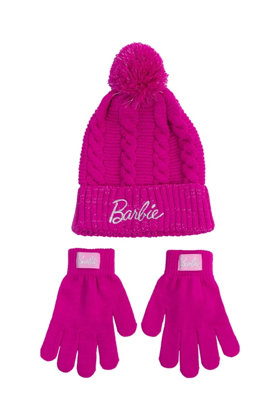 Girls Barbie Beanie Hat and Gloves, 2-Piece Set, OSFM