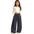 thumbnail image 1 of Girls Barrel Leg Sweatpants Baggy Wide Leg Open Bottom Drawstring Athletic Track Pants Pockets School Sport Trousers, 1 of 5