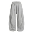 thumbnail image 1 of Girls Barrel Sweatpants with Pockets Casual Wide Leg Baggy Elastic Waist Kids Jogger Pants Gray 12, 1 of 7