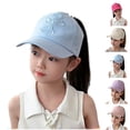 thumbnail image 1 of Girls Baseball Cap Adjustable Sun Protection Outdoor Summer Hats Bow Embroidered Baseball Caps Size 2-8 Years, 1 of 3