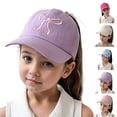 thumbnail image 1 of Girls Baseball Cap Adjustable Sun Protection Outdoor Summer Hats Bow Embroidered Hat Size 2-8 Years, 1 of 3