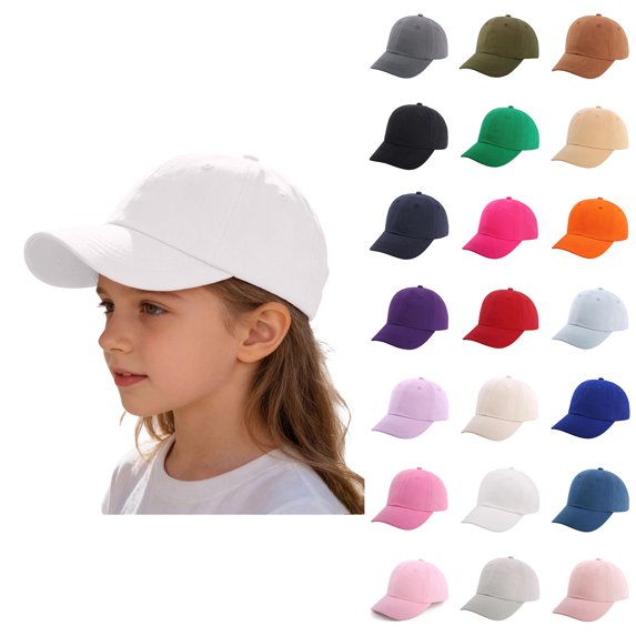 Girls Baseball Hat Adjustable Lightweight Outdoor Summer Baseball Cap Unisex White Baseball Cap Size 1-8 Years