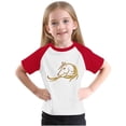 thumbnail image 1 of Girls Baseball Raglan Shirts Summer Cute Short Sleeve Graphic Tees Loose Fit Round Neck Casual Going Out Tops Red， 7 Years, 1 of 6