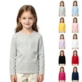 thumbnail image 1 of Girls Basic Layering Tees Long Sleeve Shirt Solid Crewneck Top Casual School Kids T-Shirt 4-14 Years, 1 of 5