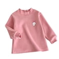 thumbnail image 1 of Girls Basic Sweatshirt 2-9 Years Old Crewneck Fleece Lined Shirts Fall Winter Long Sleeve Pullover Cute Tops, Pink, 7 Years, 1 of 5