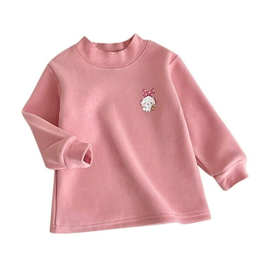 Girls Basic Sweatshirt 2-9 Years Old Crewneck Fleece Lined Shirts Fall Winter Long Sleeve Pullover Cute Tops, Pink, 7 Years