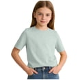 thumbnail image 1 of Girls Basic Tees Size 12-14 Short Sleeve Summer Casual T Shirt Tops School Crew Neck Fashion Kids Tshirts 14 Years, Blue, 1 of 6