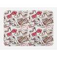 thumbnail image 1 of Girls Bath Mat, Feminine Shoes Lipstic Perfume Accessory Fancy Items for Beauty Pattern Image, Non-Slip Plush Mat Bathroom Kitchen Laundry Room Decor, 29.5 X 17.5 Inches, Pink Tan Black, Ambesonne, 1 of 2