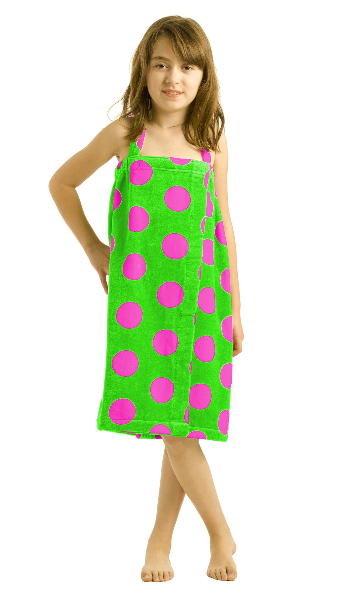 Girls Bath Terry Wrap with Velcro Fuchsia Lime MEDIUM Walmart