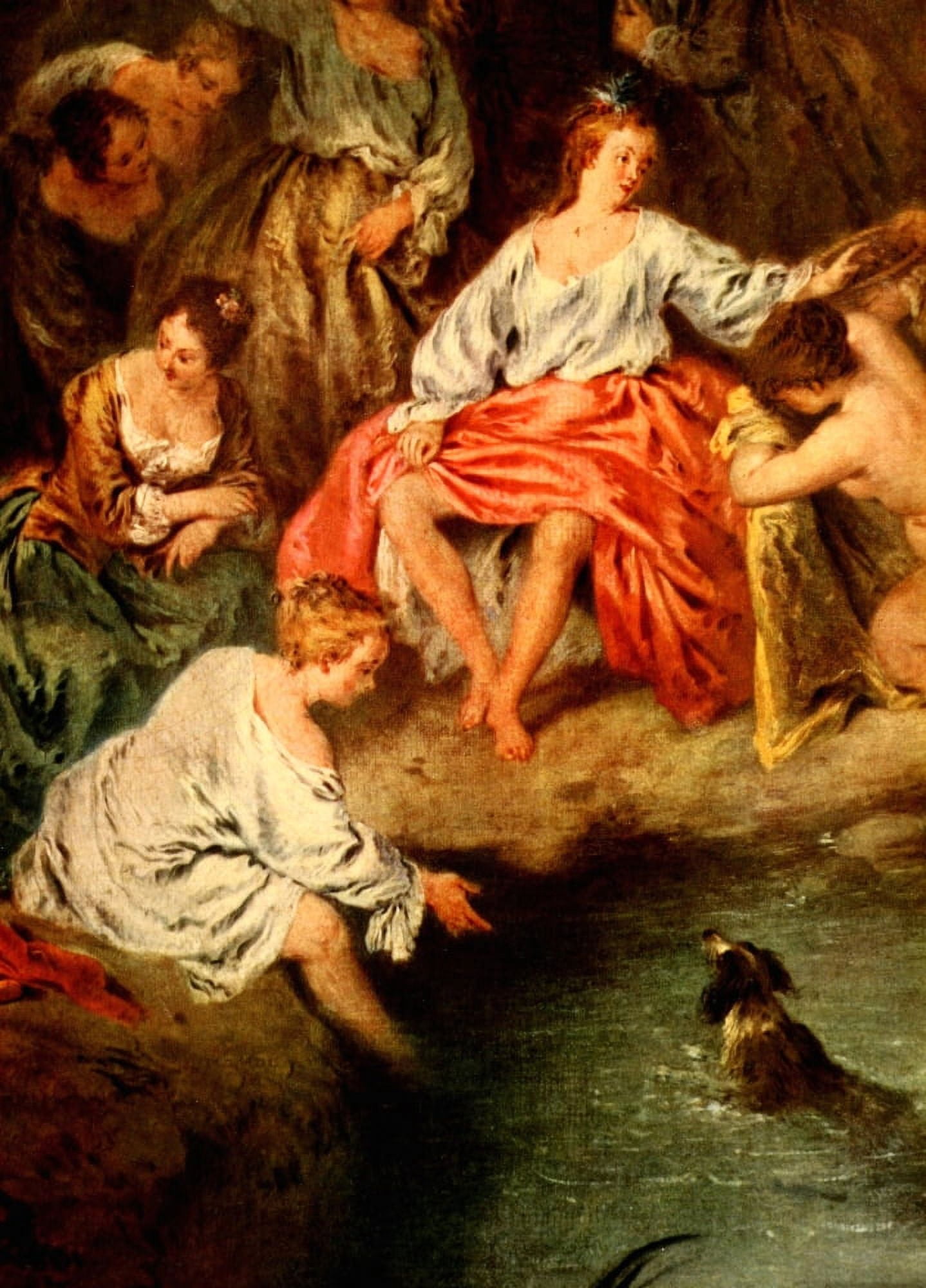 Girls Bathing Rococo age 1960 Canvas Art - Jean-Baptiste Pater (18 x 24)