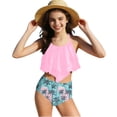 thumbnail image 1 of Girls Bathing Suit 2 Piece Tiered Ruffled Swimsuit Spaghetti Straps Girls Swimwear Size 7-14, 1 of 7