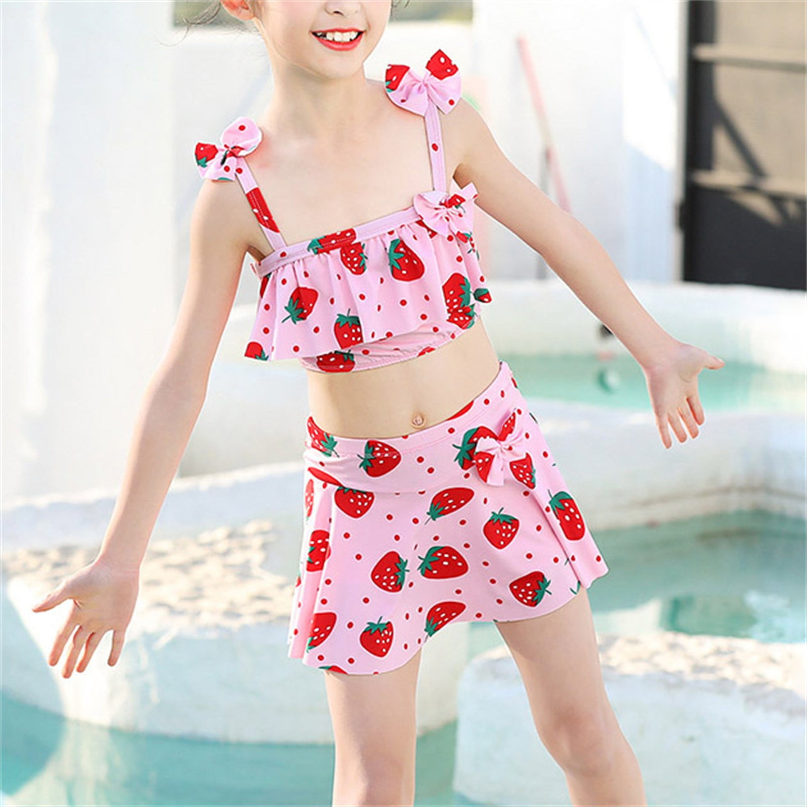Girls Bathing Suit Girls Swimsuit with Shorts Girls' Two-Piece Swimwear ...