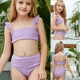 thumbnail image 1 of Girls Bathing Suit Plain Color Girls Swimsuit with Shorts Teen Girl Bathing Suits 2 Piece Kids Bikini for Teen Girl 130, 1 of 7