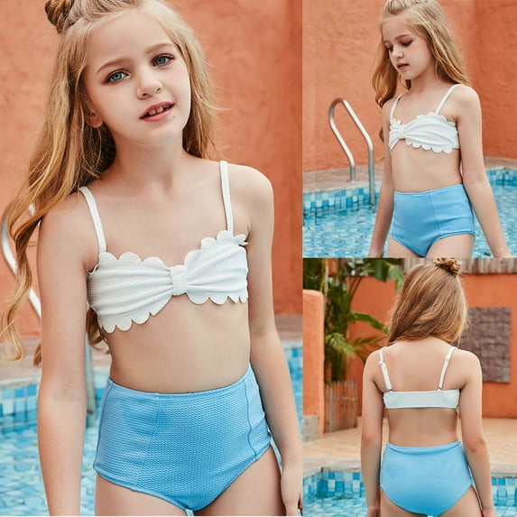 Girls Bathing Suit Plain Color Girls Swimsuit with Shorts Two Piece Bikini Sets Girls Bikini Underwear for Teen Girls 160