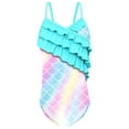 thumbnail image 1 of Girls Bathing Suit&nbsp;cover Up One Piece Bikini Sets Contrast Trim Bathing Suit for Girls Adjustable Strap Girls' Swimwear Tankini High Waisted Ruffle Modest Swimwear with Cover Up, 1 of 4