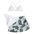 thumbnail image 1 of Girls Bathing Suits 3 Piece Swimsuit Summer Bikini Tankini Sets with Cover Up Skirt for 8-14 Years, 1 of 7