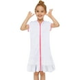 thumbnail image 1 of Girls Bathing Suits Size 10-12 Rash Guard Girls Swim Cover Up Dress Long Sleeve Hooded Zip Up Bathing Suit Swimsuit Wraps Cute Ruffle Coverup Kids Pool Beach, 1 of 9