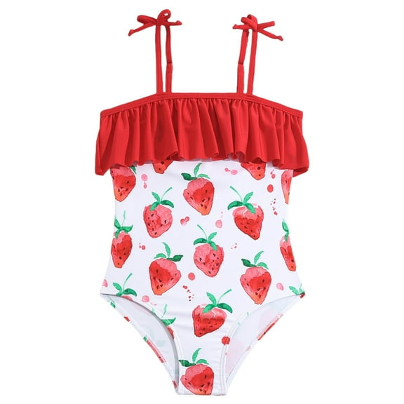 Girls Bathing Suits Size 7-8 1pc Swimsuits Summer UPF 50 Quick Dry Beach Bathing Suit Flower Graphic Printed Swimwear,18-24 Months(Red)