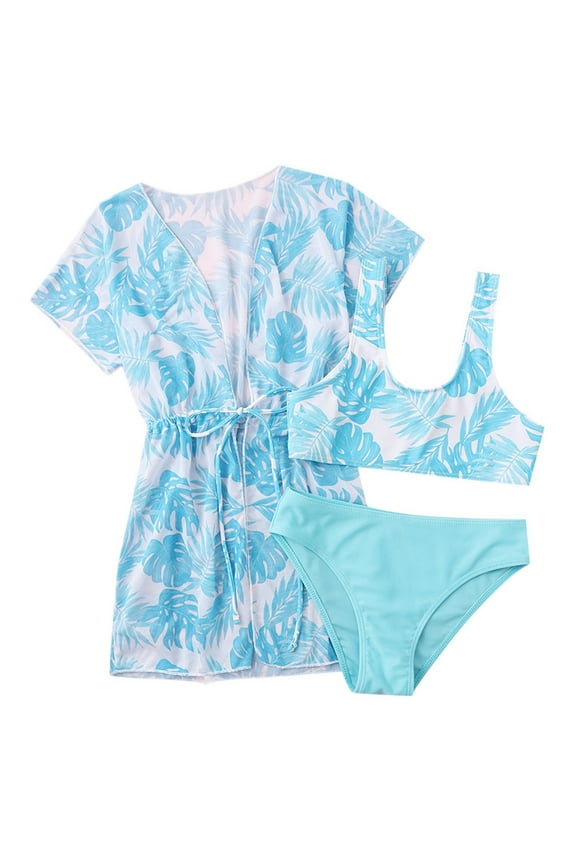 Girls Bathing Suits Size 8 Tropical Bathing Suits Cute Bikini Swimsuit With Cover Up Bathing Suits 3 Piece Swimsuits Toddler Girls Swimsuit,11-12 Years