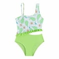 thumbnail image 1 of Girls Bathing Suits Spring Summer Print Sleeveless Holiday Vest Shorts Beach Swimsuit Swimsuit Girl Light Green 7 Years-8 Years, 1 of 7