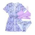 thumbnail image 1 of Girls Bathing Suits Tropical Print Bikini Swimsuit Set Cute Floral Bathing Suit with Kimono 3 Piece Swimsuits UPF+ 50 Beach Bathing Suit,10-11 Years, 1 of 5