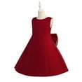 thumbnail image 1 of Girls Beach Dress Cute Sleeveless Crewneck A Line Princess Dresses Summer Vacation Sundress with Bowknot Size 8-13, 1 of 7
