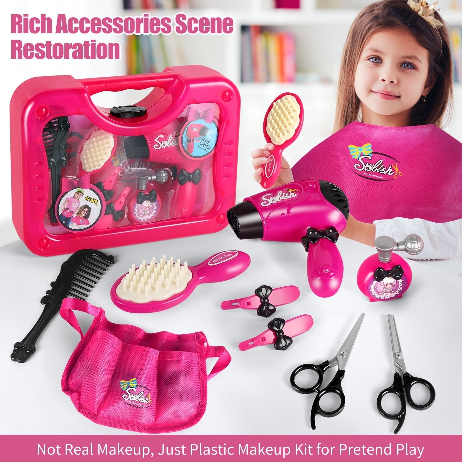 Set Girls Beauty Salon Playset Realistic Hair Styling, Makeup - Main Image