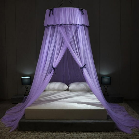 Girls Bed Canopy, Princess Crib Netting Room Decor, Ceiling Tent to Cover Toddler Crib Suitable for Single, Twin, Full, Queen Size Kids Bed Curtains