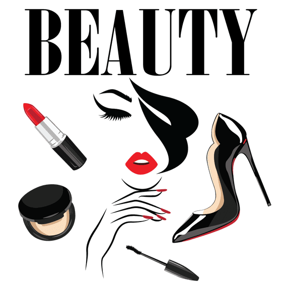 Girls Bedroom Art Classy Girly Girl Silhouette Multicolored Art Design Adhesive Home Wall Decal - 20" x 22" Living Room Female Cosmetics Decor Lipstick Stiletto Eyeliner Beauty Lettering Wall Sticker