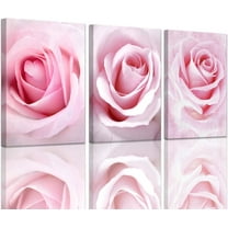 Girls Bedroom Decor Light Pink Rose Wall Art Room Decorations Flower Canvas Art Wall Decor Teenage Girls Room Decor Gallery Wrapped Artwork for Walls Floral Wall Pictures for Bathroom 12x16inch x3pcs