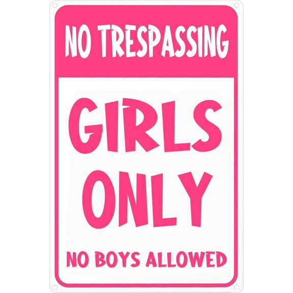 Girls Bedroom Sign Funny No Trespassing Girls Only Girl Cave Metal Tin Sign Wall Decor No Boys Allowed Bedroom Door Sign Decor 8X12 Inches