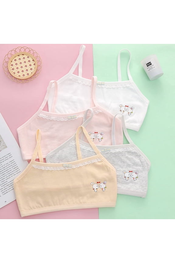 Girls Beginner Cropped Cami Training Bra | Made from Comfortable Cotton Blend Stretch | Simple Starter Sports Bra | Multi-Pack with Colors