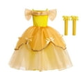 thumbnail image 1 of Girls Belle Princess Cosplay Dress Set Halloween Off Shoulder Costume 3-8T, 1 of 8