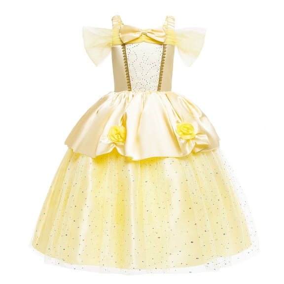 Girls Belle Princess Dress Kids Halloween Fancy-Dress Toddler Costume Outfits