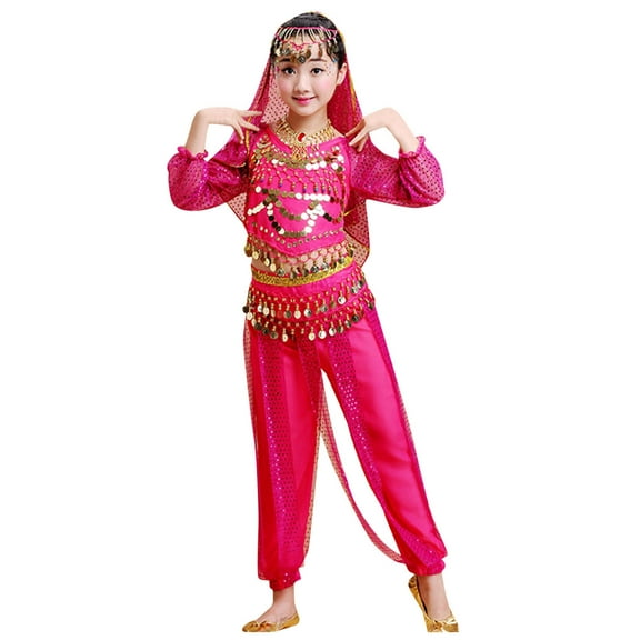Girls Belly Dance Performance Outfit Halloween Party Dress Set for Kids Toddler
