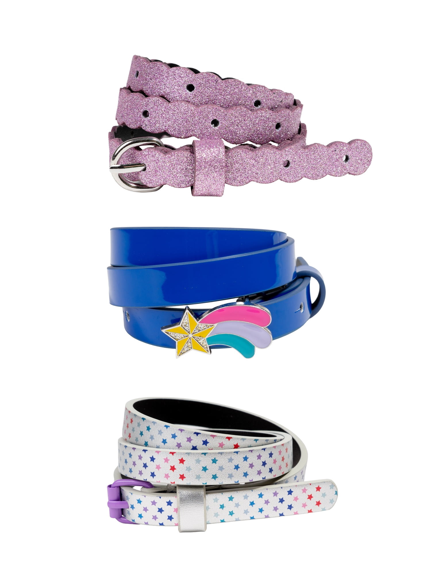 Wonder Nation Girls Fashion Belts, 3-pack, Sizes XS-XXL