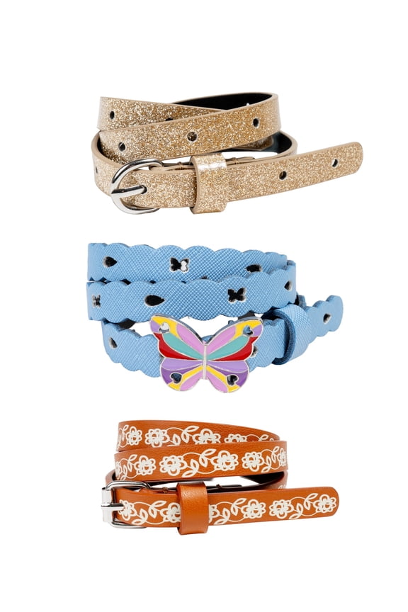 Girls Fashion Belts, 3-pack, Sizes XS-XXL