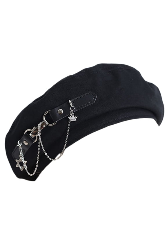 Girls Beret Handmade Elegant Chain Tassels Gothic Painter Hat for Friend