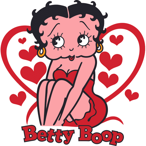 Girls Betty Betty Flying Kiss Marilyn Famous Pose Flapper Girl Cartoon Wall Decal Decoration Betty Boop Cute Little Hearts Lovely Mini Red Hearts Design Easily Removable - Size: 10 In(W) x 10 In(H)
