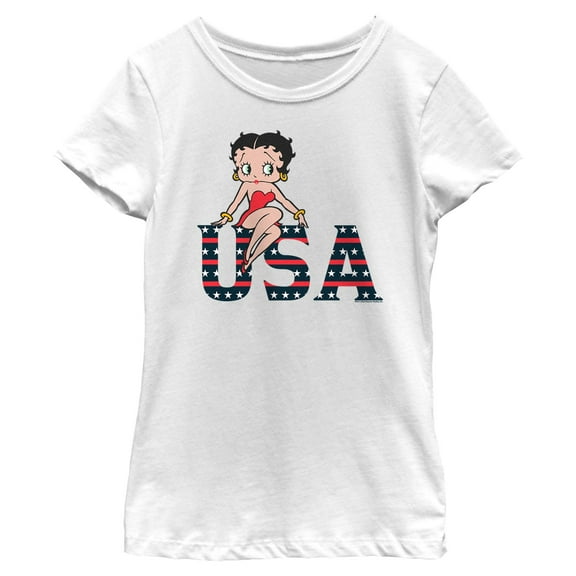 Girls Betty Boop USA Logo T Shirt